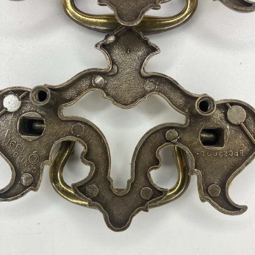 6 Brass Drawer Swing Handle Pulls Chippendale Batwing Antique Hardware